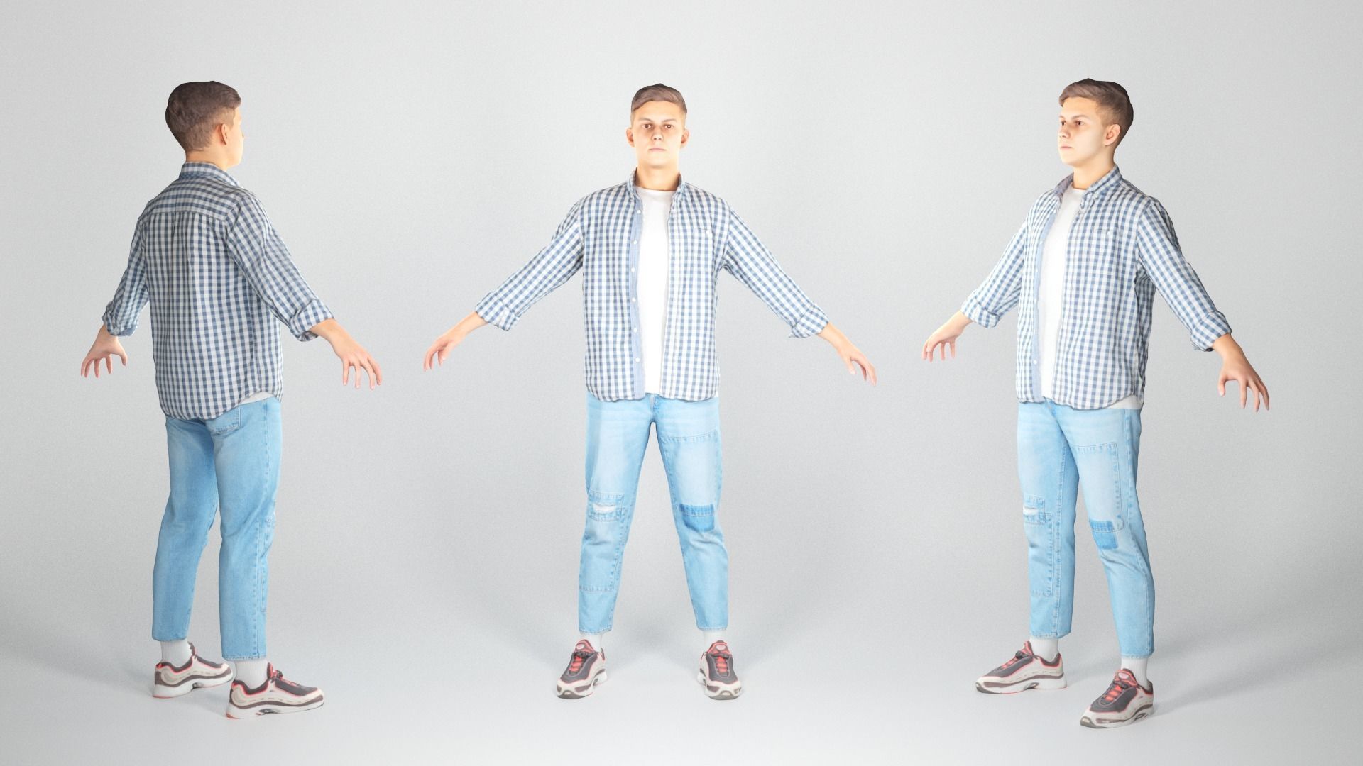 Stylish young man ready for rigging 59 Low-poly 3D model_2