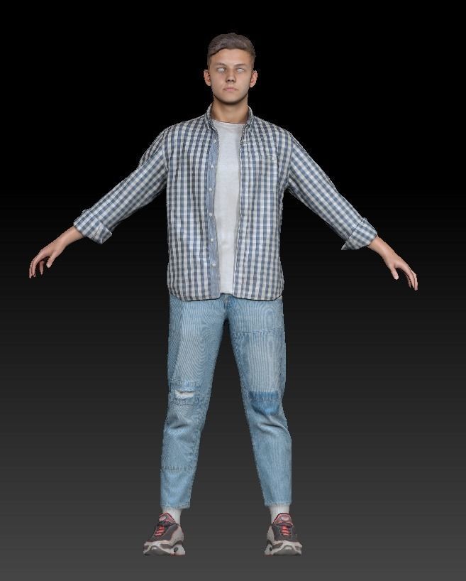 Stylish young man ready for rigging 59 Low-poly 3D model_6
