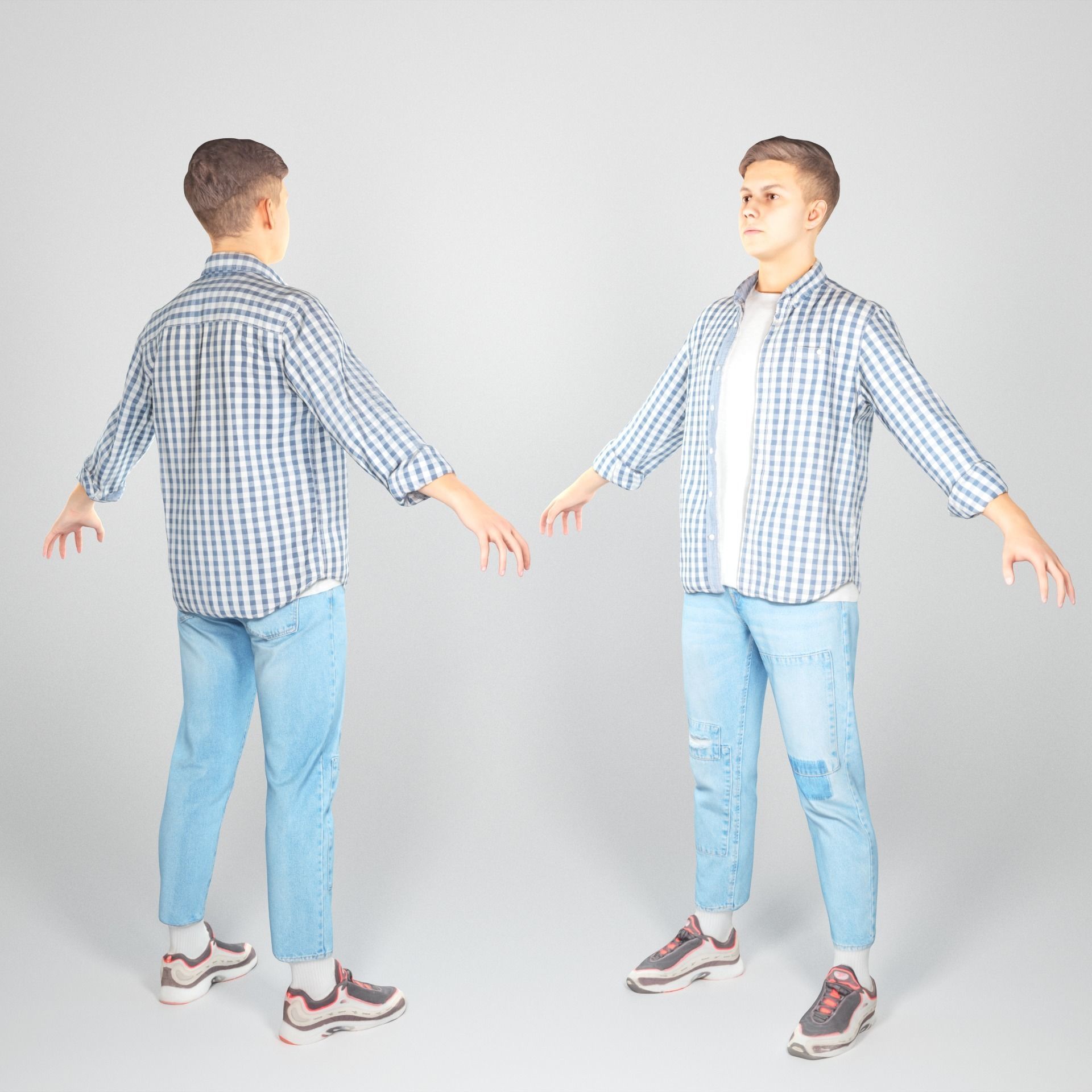 Stylish young man ready for rigging 59 Low-poly 3D model_1