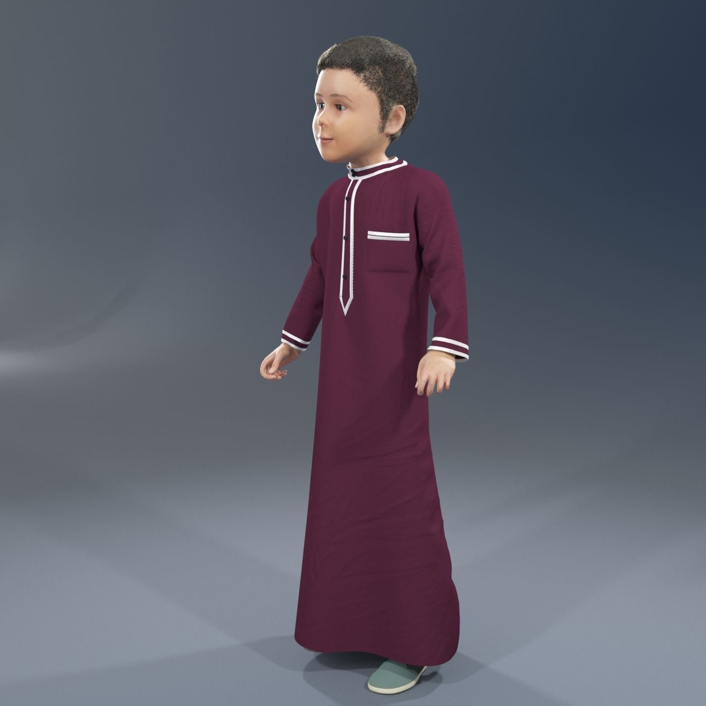 Arabic boy real cloth simulation loop animation 3 3D model_8