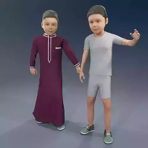 Arabic boy real cloth simulation loop animation 3 3D model