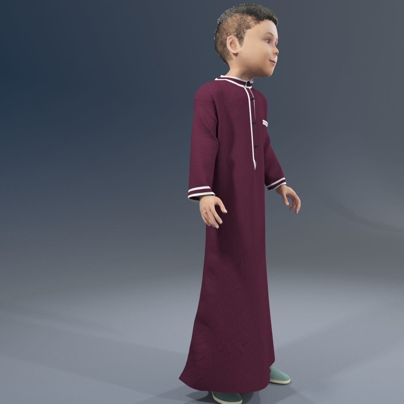 Arabic boy real cloth simulation loop animation 3 3D model_7