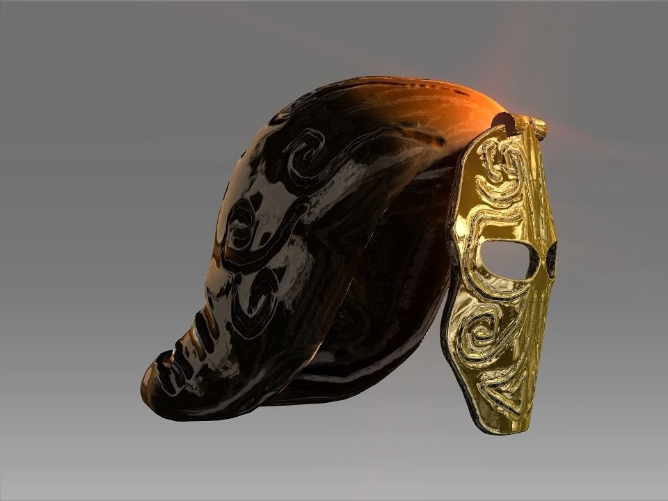 Golden Mask Helmet Low-poly 3D model_18