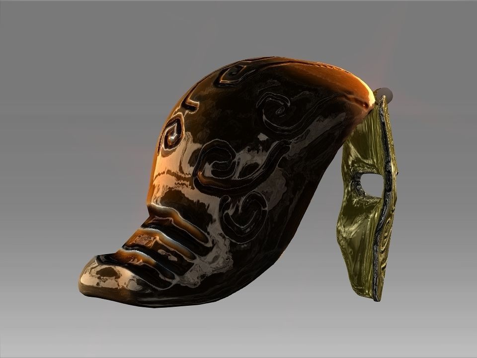 Golden Mask Helmet Low-poly 3D model_16