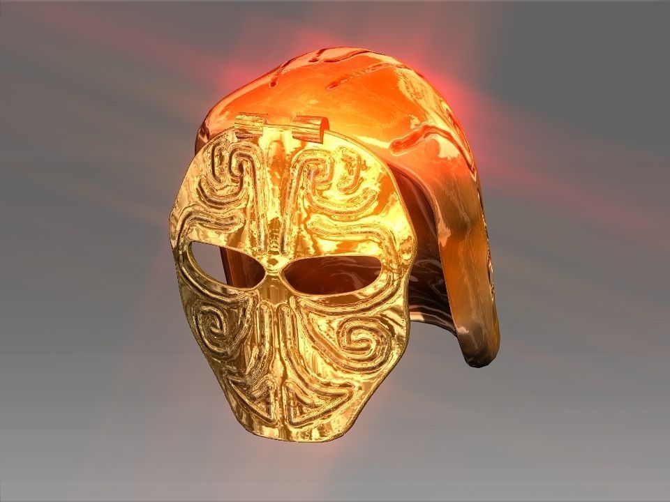 Golden Mask Helmet Low-poly 3D model_45