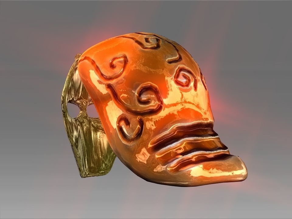 Golden Mask Helmet Low-poly 3D model_8