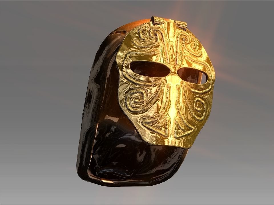 Golden Mask Helmet Low-poly 3D model_31