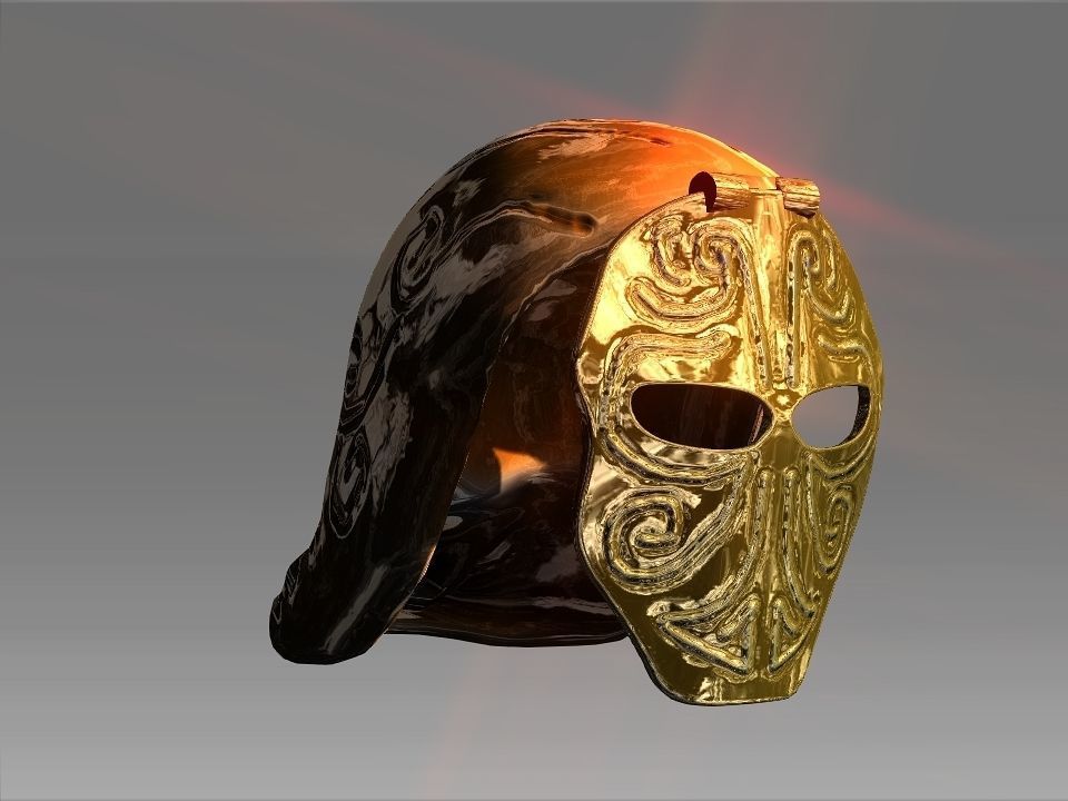 Golden Mask Helmet Low-poly 3D model_19