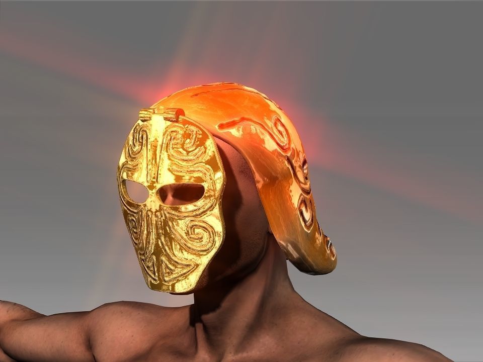 Golden Mask Helmet Low-poly 3D model_23