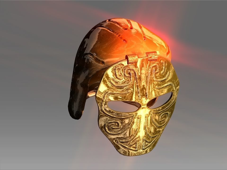 Golden Mask Helmet Low-poly 3D model_25