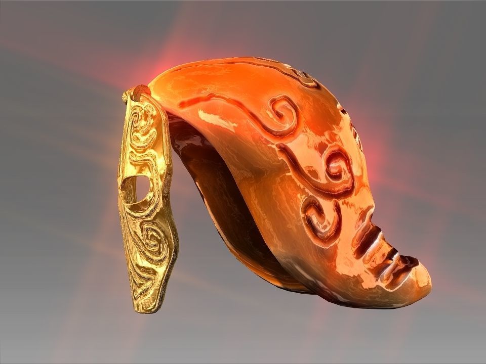 Golden Mask Helmet Low-poly 3D model_5