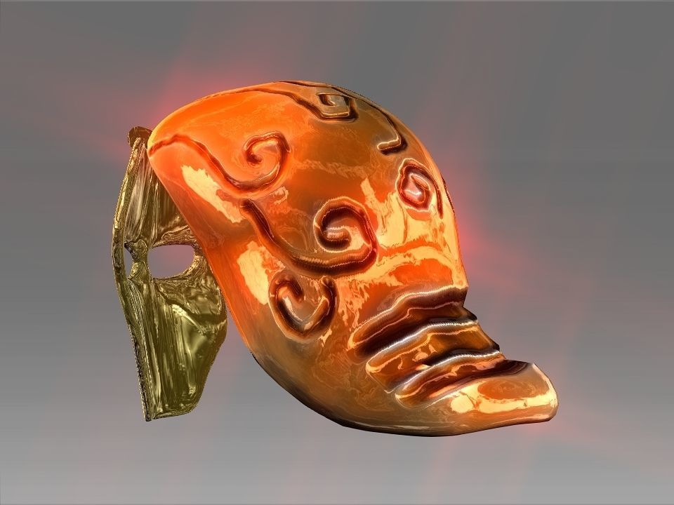 Golden Mask Helmet Low-poly 3D model_7