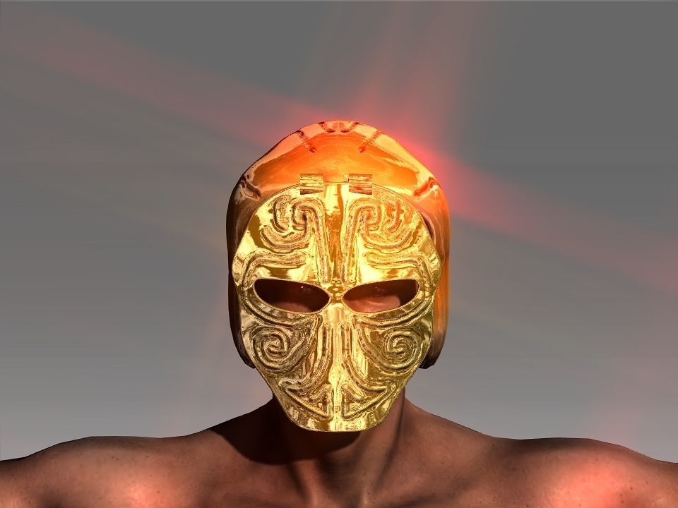 Golden Mask Helmet Low-poly 3D model_43