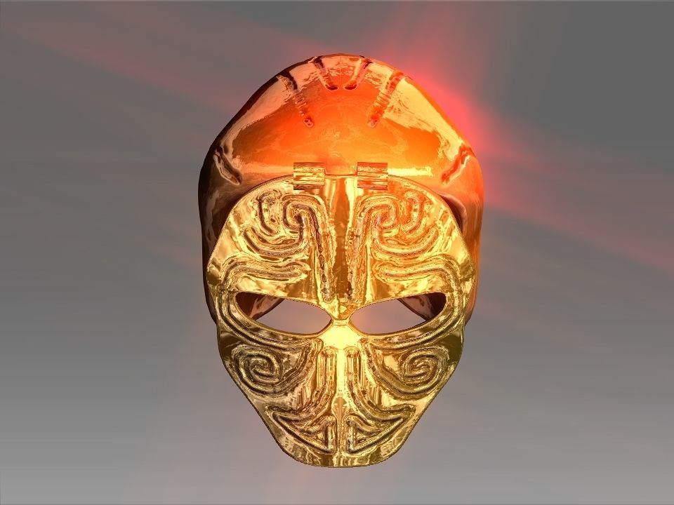 Golden Mask Helmet Low-poly 3D model_24