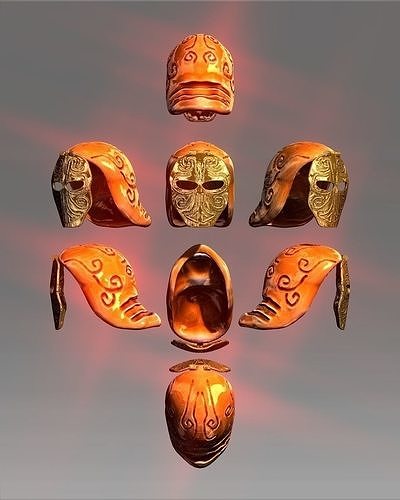 Golden Mask Helmet Low-poly 3D model