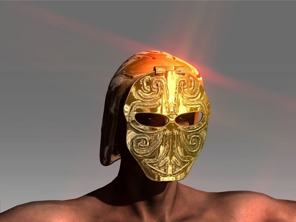 Golden Mask Helmet Low-poly 3D model_32