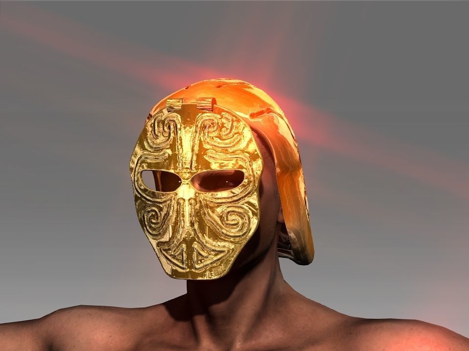 Golden Mask Helmet Low-poly 3D model_12