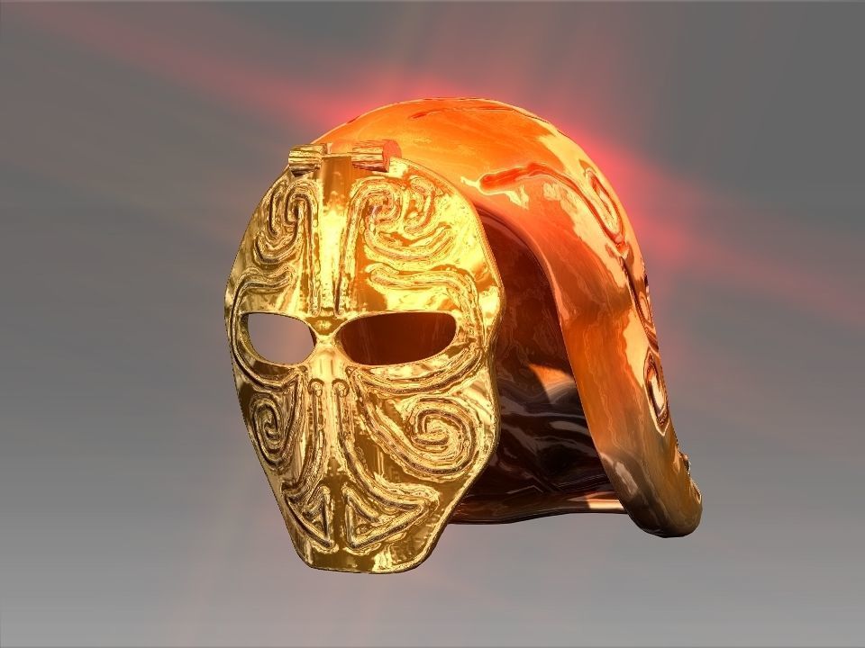 Golden Mask Helmet Low-poly 3D model_3