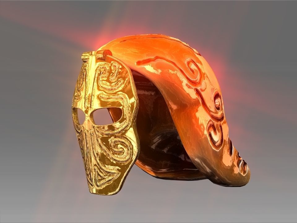 Golden Mask Helmet Low-poly 3D model_4