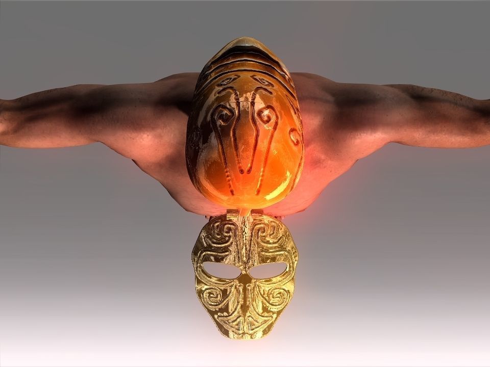 Golden Mask Helmet Low-poly 3D model_36