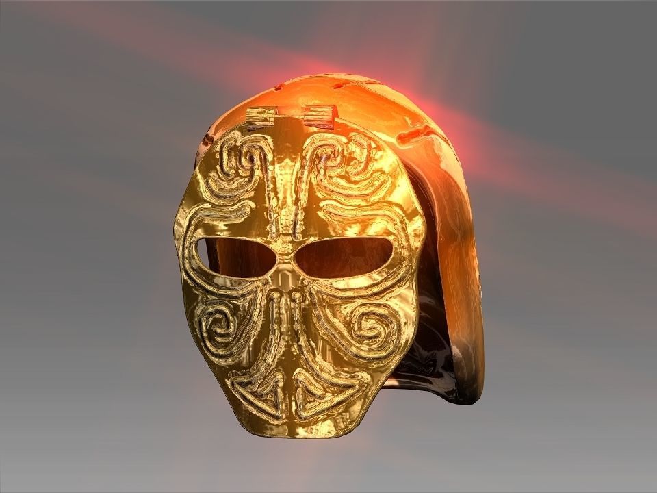 Golden Mask Helmet Low-poly 3D model_2