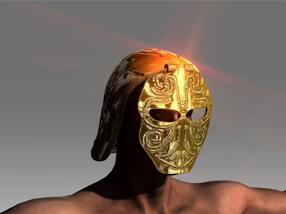 Golden Mask Helmet Low-poly 3D model_42