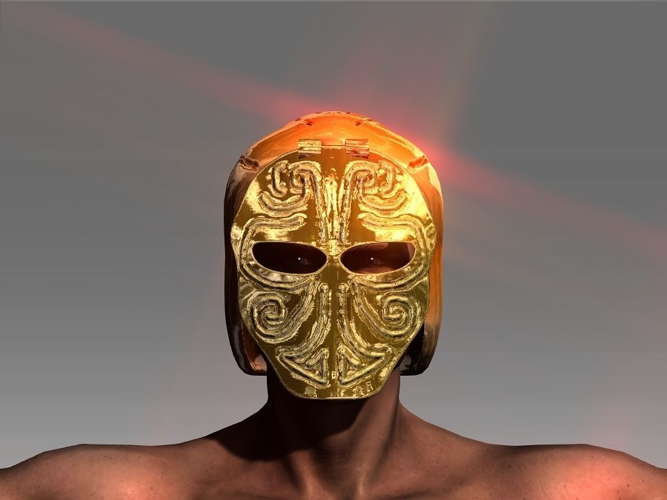 Golden Mask Helmet Low-poly 3D model_1