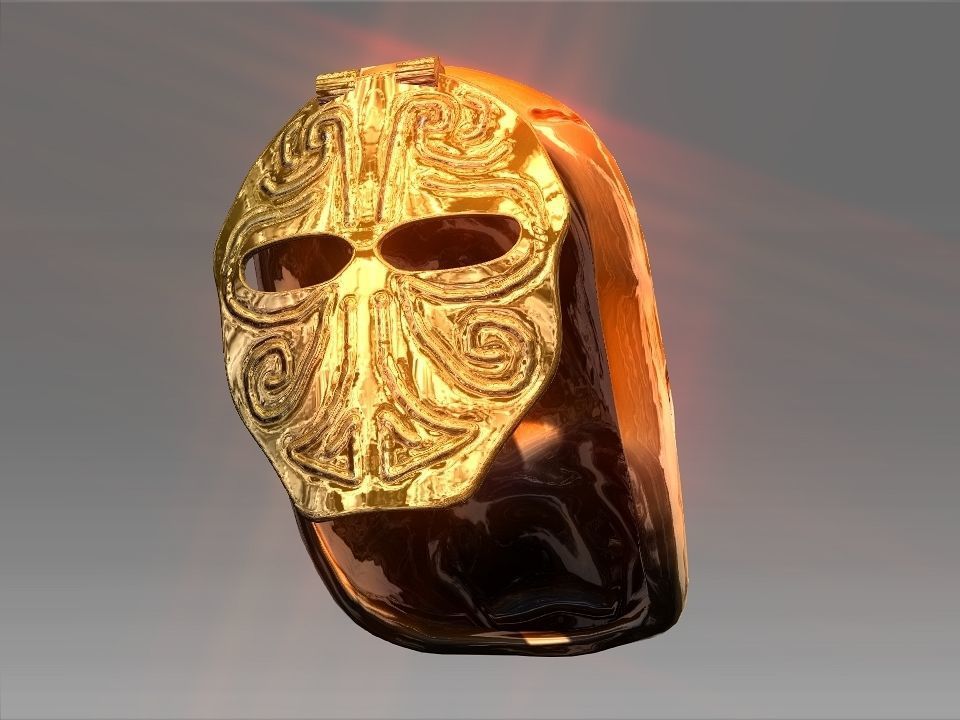 Golden Mask Helmet Low-poly 3D model_30