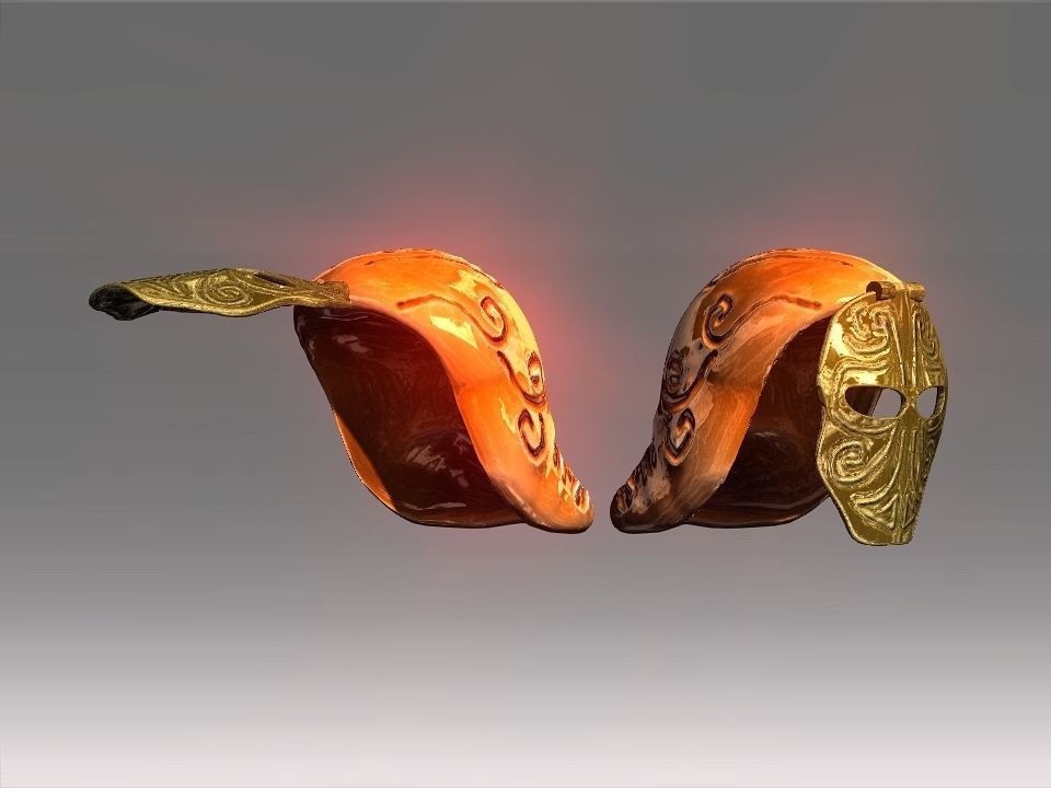 Golden Mask Helmet Low-poly 3D model_41