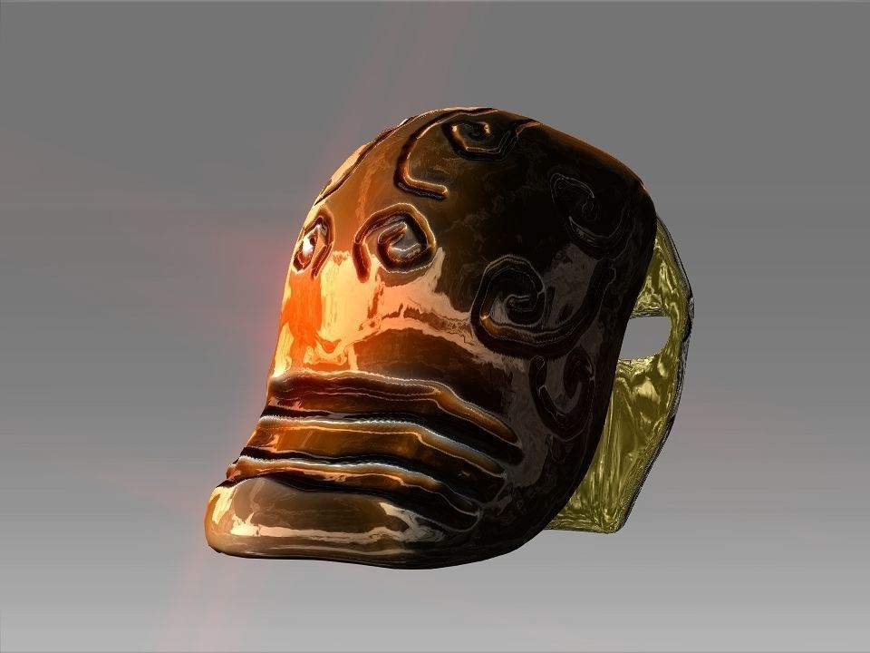 Golden Mask Helmet Low-poly 3D model_14