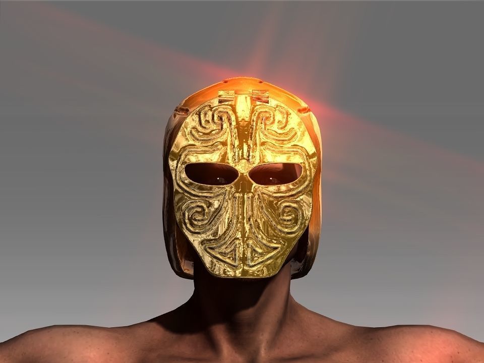 Golden Mask Helmet Low-poly 3D model_44