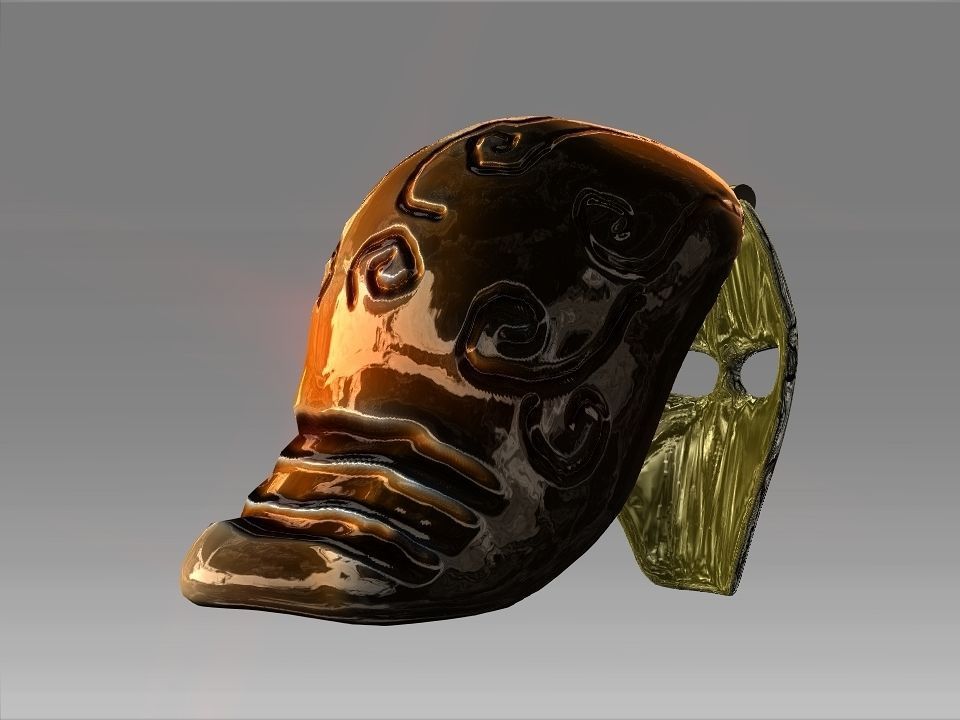 Golden Mask Helmet Low-poly 3D model_15