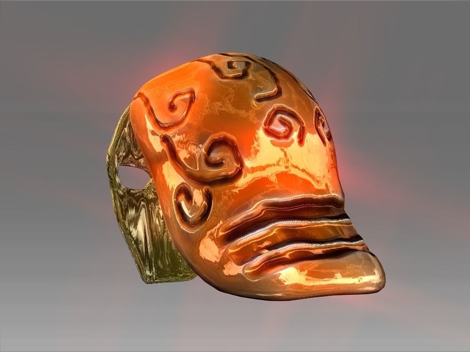 Golden Mask Helmet Low-poly 3D model_9