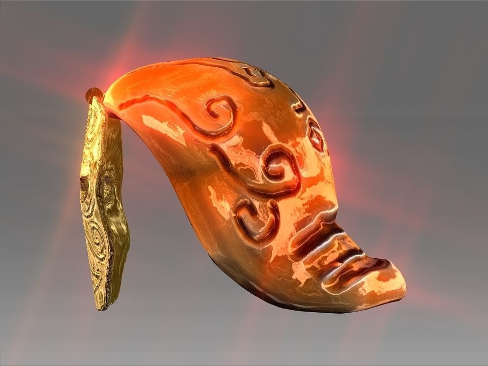 Golden Mask Helmet Low-poly 3D model_6