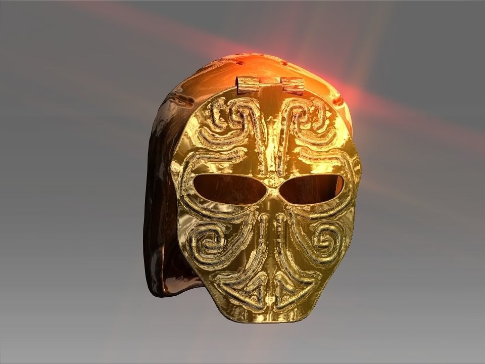 Golden Mask Helmet Low-poly 3D model_21
