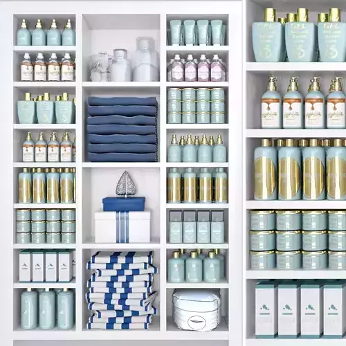 Cabinet with cosmetics for beauty salons