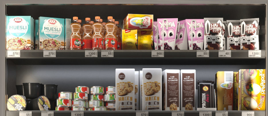 Showcase with products 2 3D model_2