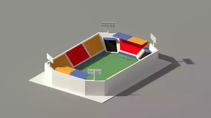 Low Poly Stadium soccer field Low-poly 3D model
