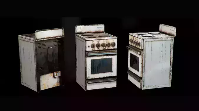 Rusted Stove Low-poly 3D model