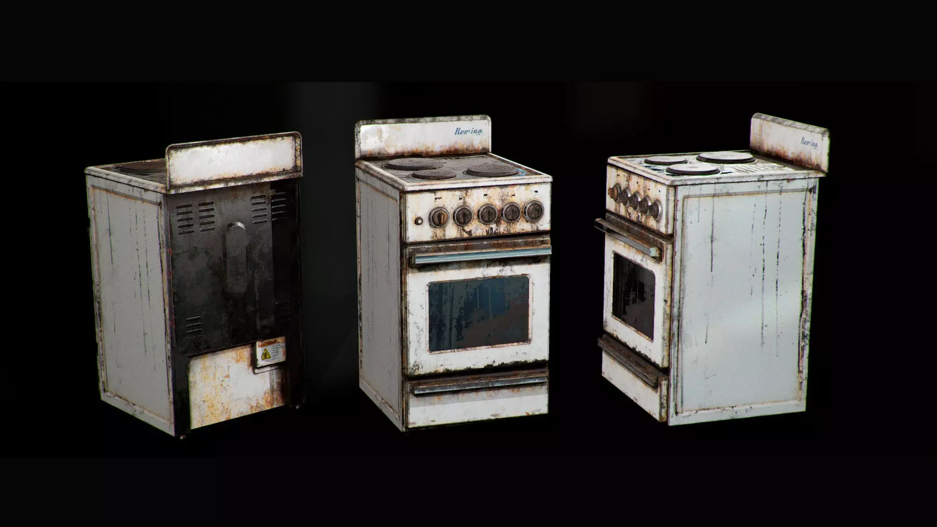 Rusted Stove Low-poly 3D model_0