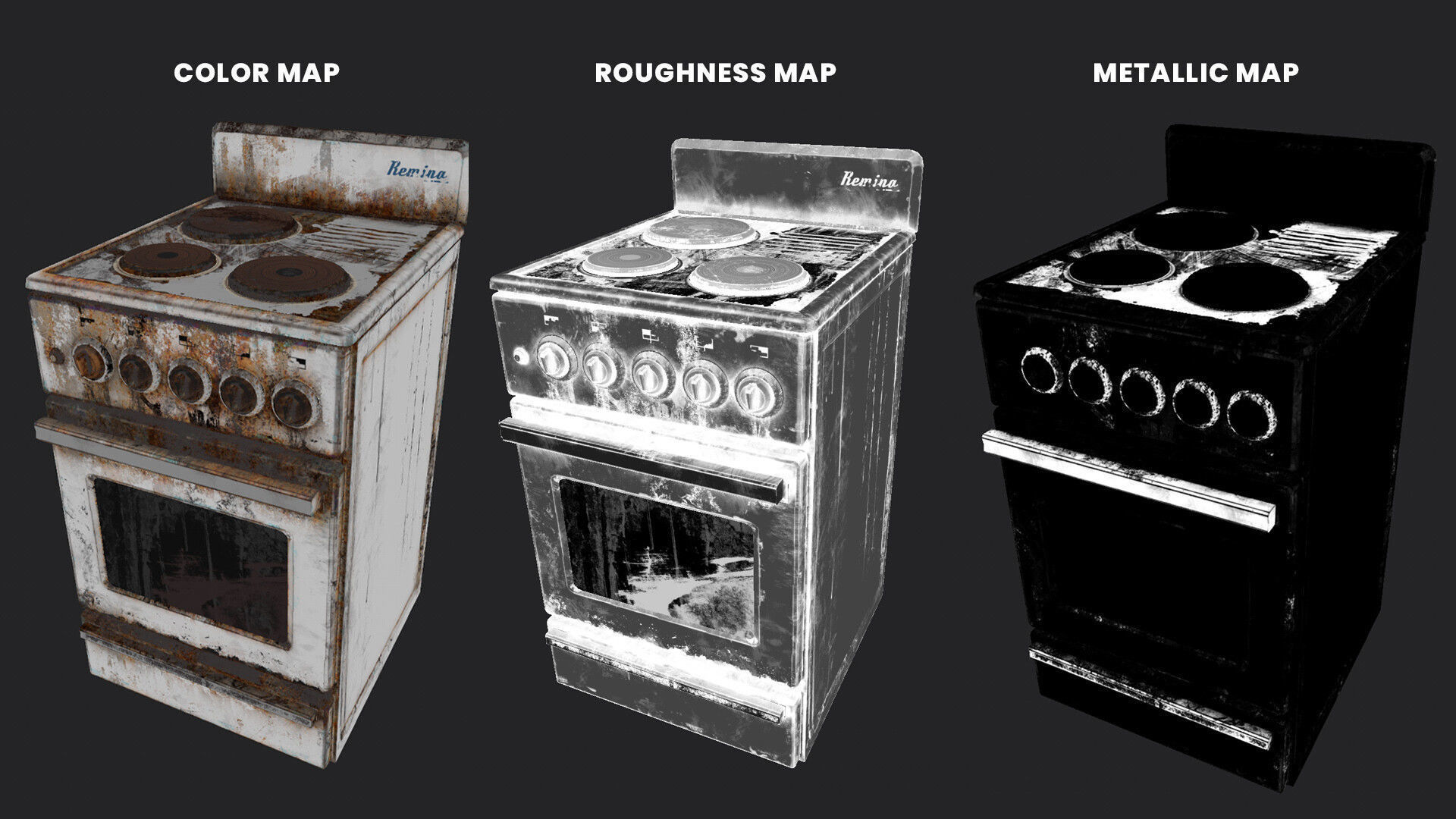 Rusted Stove Low-poly 3D model_3