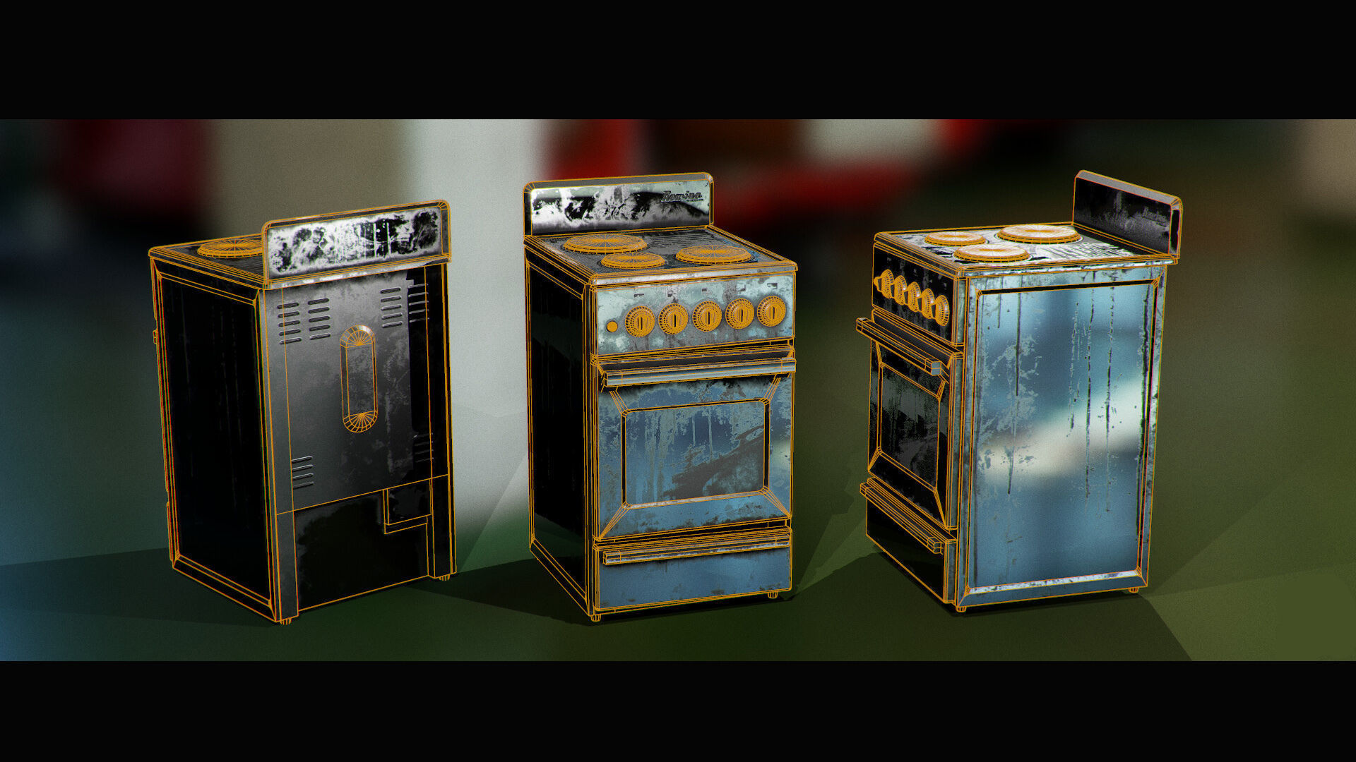 Rusted Stove Low-poly 3D model_5