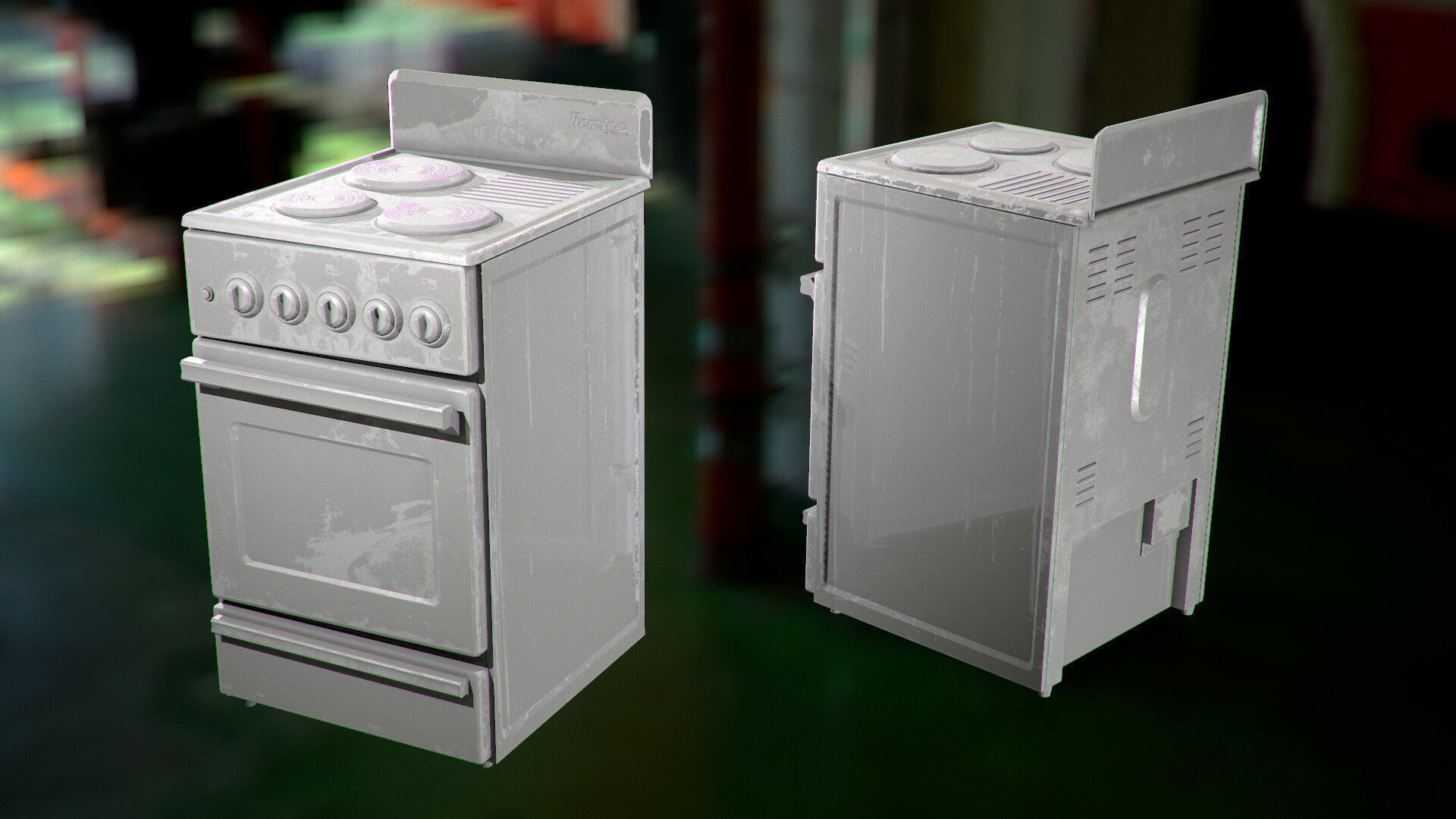 Rusted Stove Low-poly 3D model_4