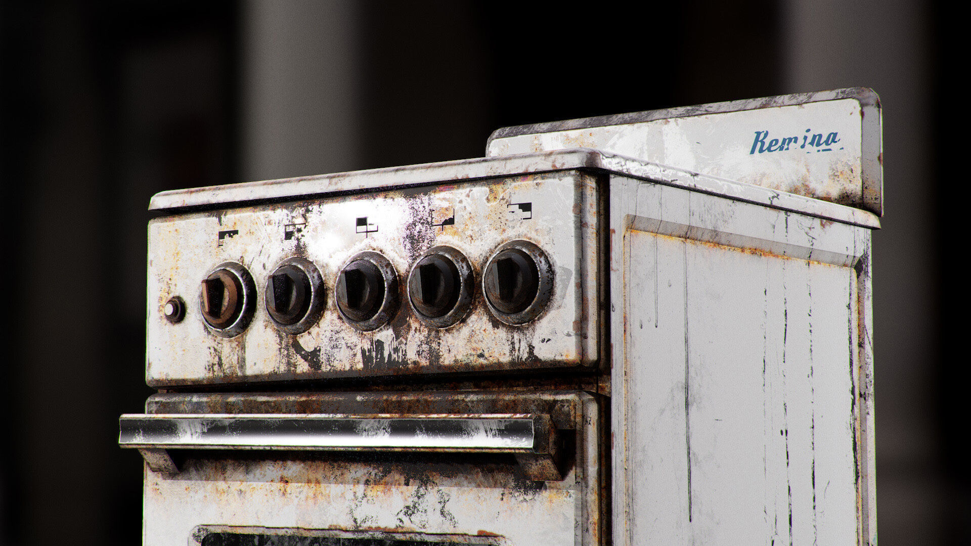 Rusted Stove Low-poly 3D model_2