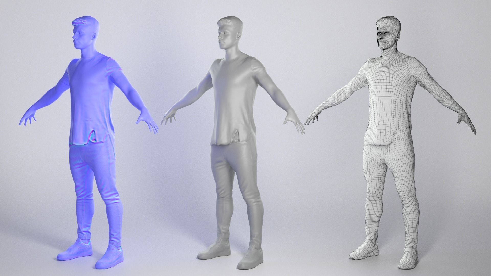 Charming man in A-pose 60 Low-poly 3D model_3