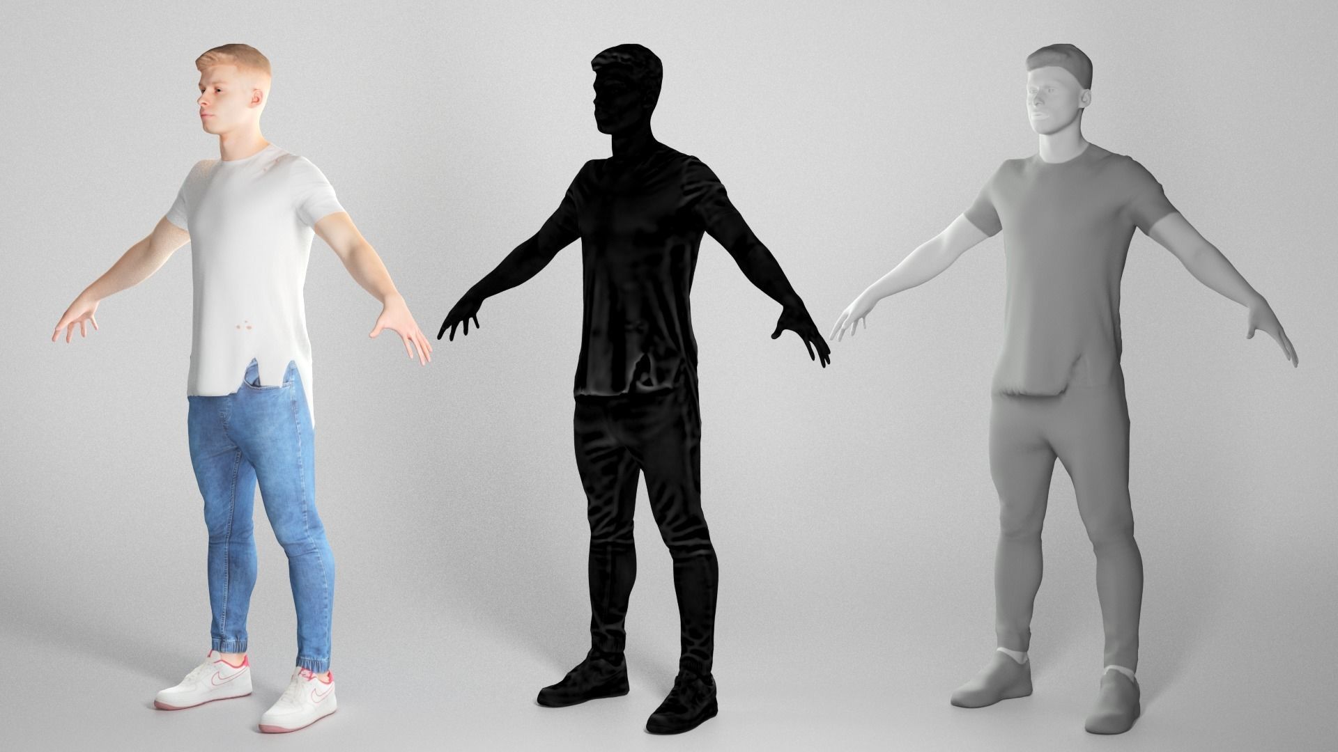 Charming man in A-pose 60 Low-poly 3D model_4