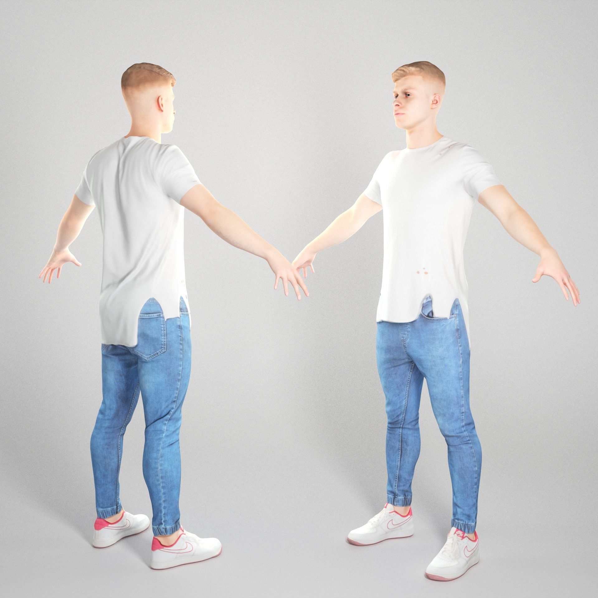 Charming man in A-pose 60 Low-poly 3D model_1