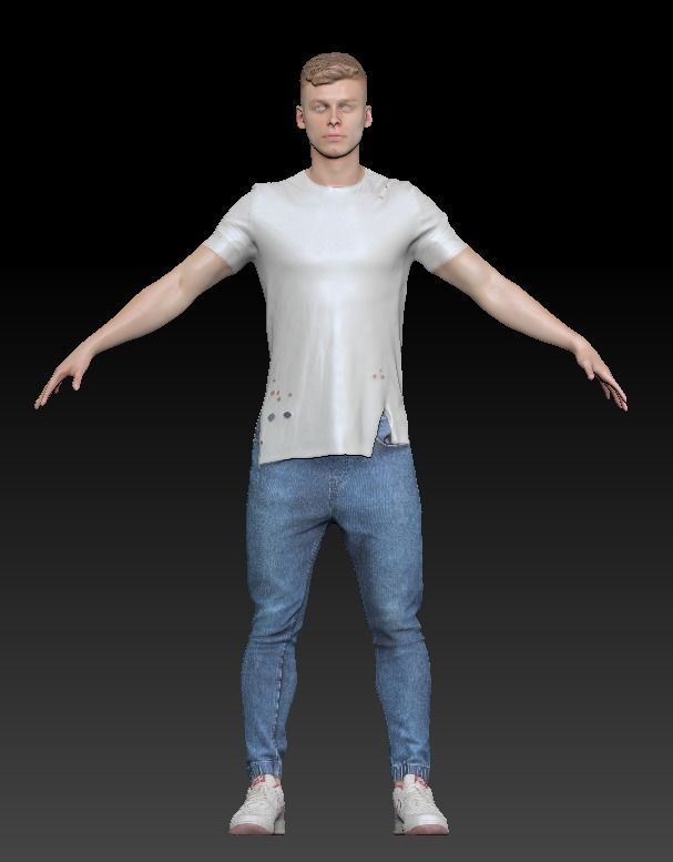 Charming man in A-pose 60 Low-poly 3D model_6
