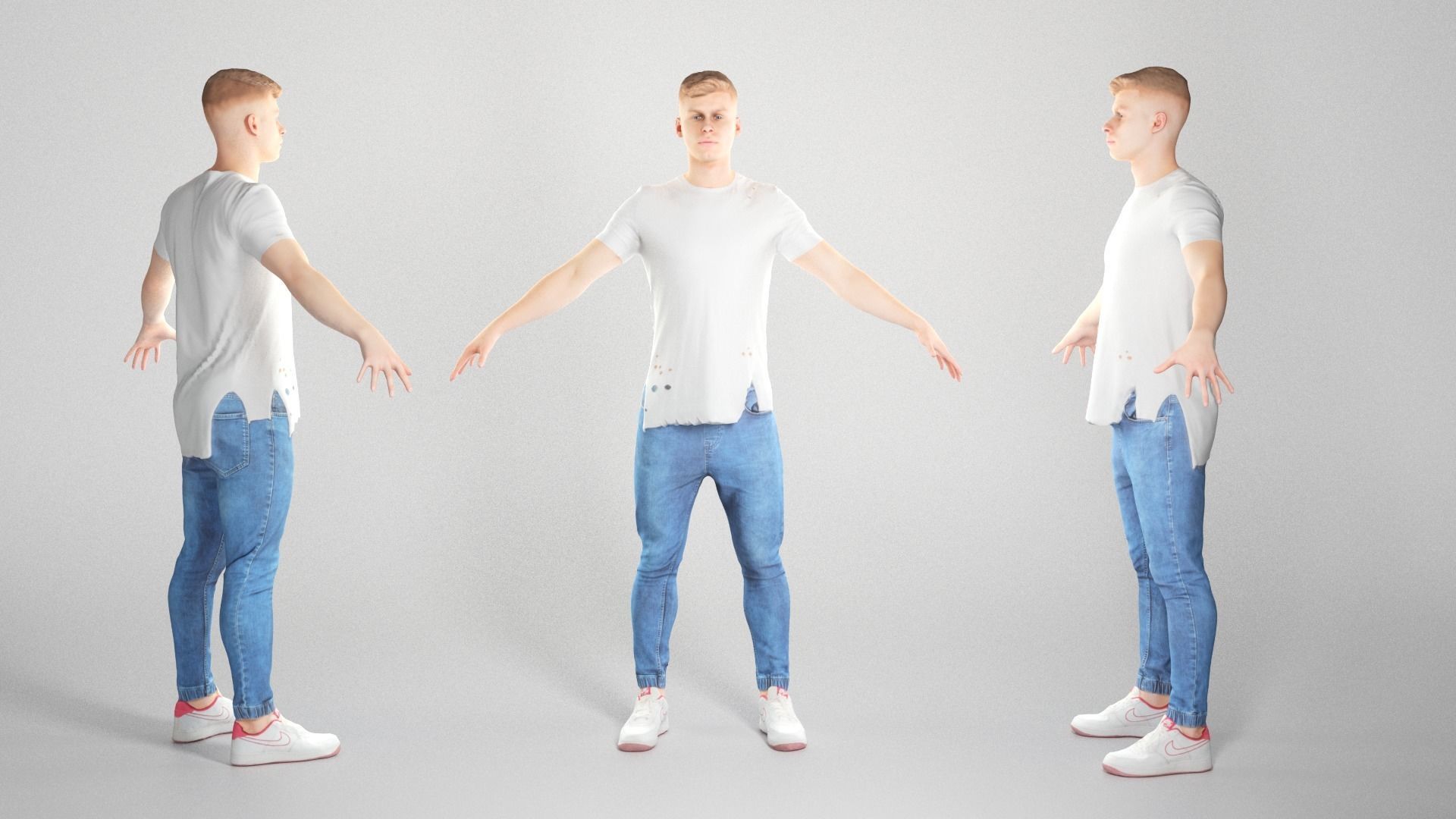 Charming man in A-pose 60 Low-poly 3D model_2