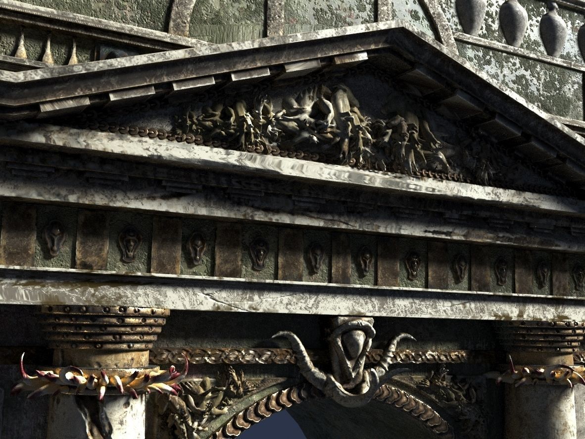 triumphal gothic arch 3D model_5